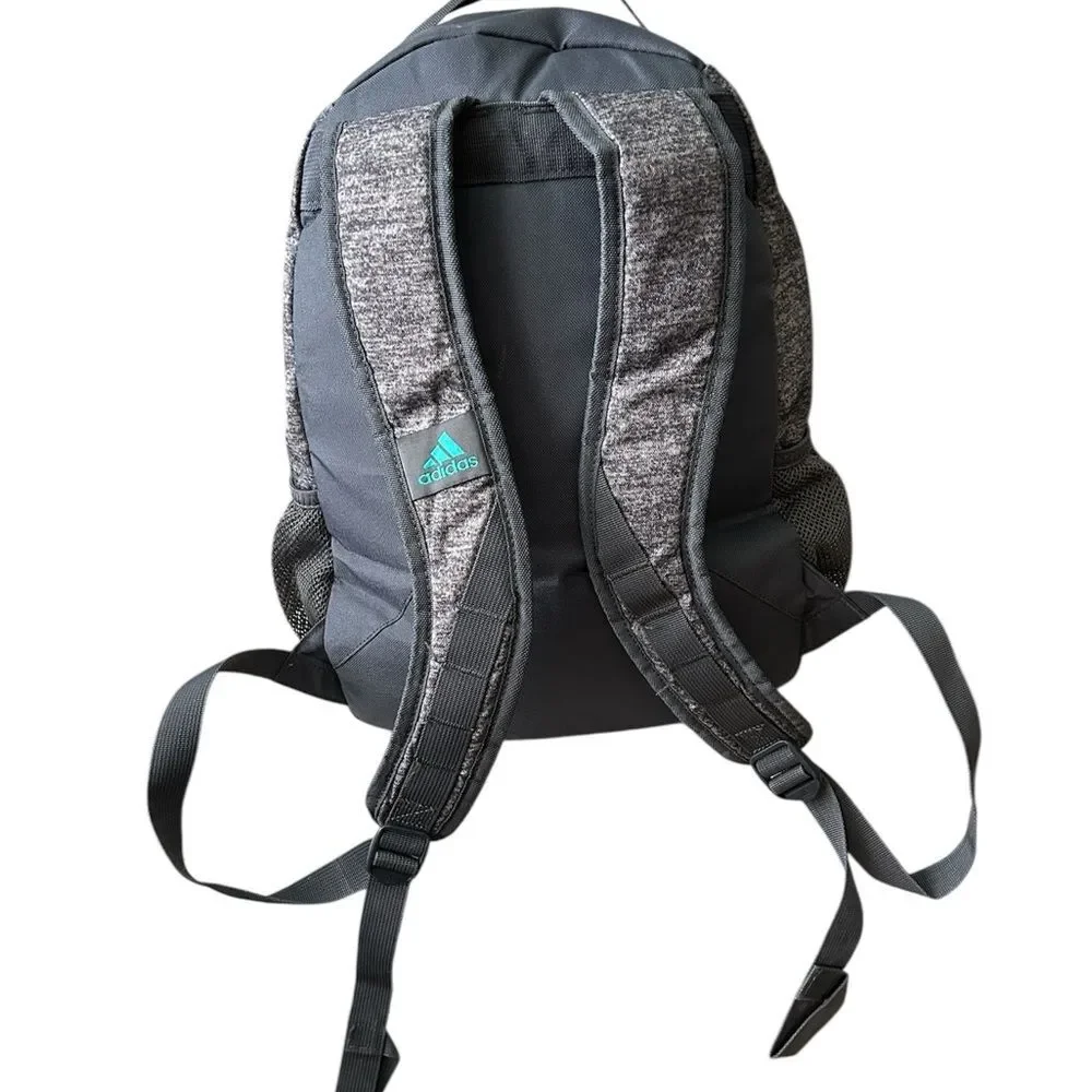 Adidas Gray Backpack with Pink Accents Extra Large Capacity Multiple Pockets